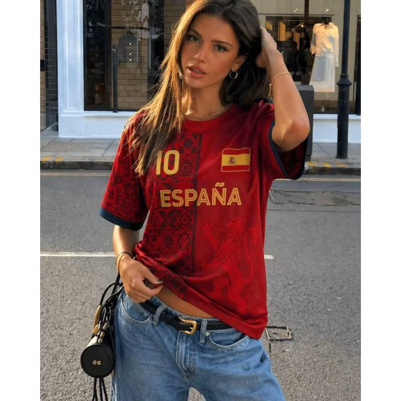 Nouveau T-shirt de supporter de football pour femme