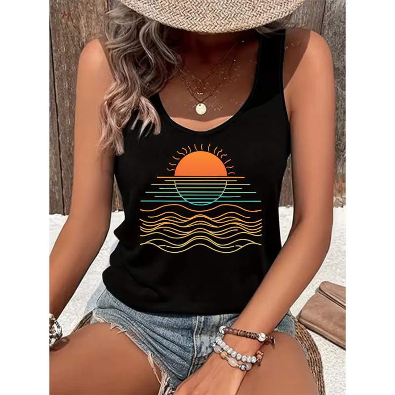 Débardeur d'été cool pour femme avec imprimé marin