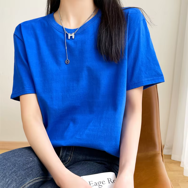 T-shirts pour femmes 2026 – Hauts décontractés en coton à manches courtes et col rond