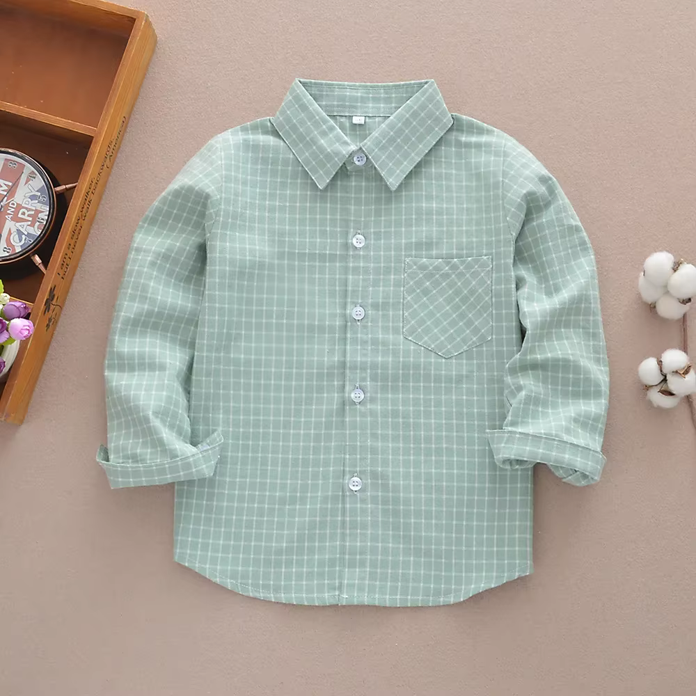 Chemise à carreaux à manches longues pour enfants et adolescents de 2 à 13 ans