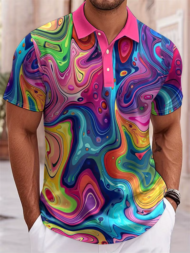 Polo pour homme coloré à motif psychédélique