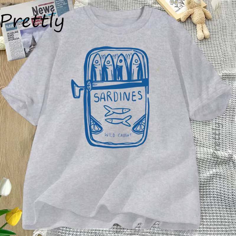 Sardine T-shirt pêcheur plage à manches courtes coton