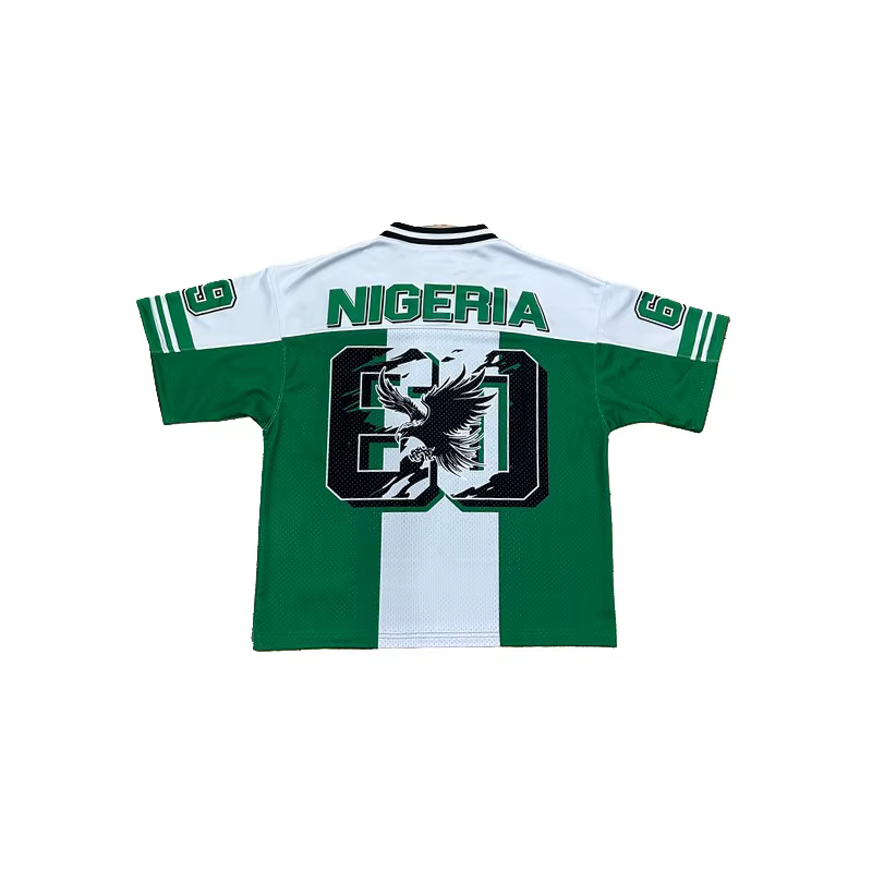 T-shirt décontracté pour homme, style streetwear nigérian été 2026, nouveau t-shirt nigérian en satin à col en V, coupe ample, imprimé numéroté