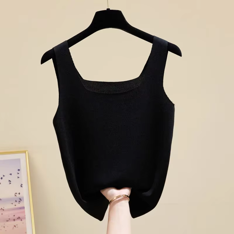 Nouveau débardeur femme col rond blanc et noir