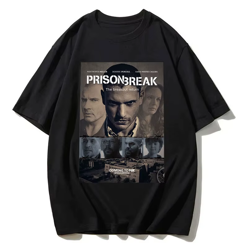 Hommes Vintage t-shirts série Tv Prison Break vêtements esthétiques Michael Scofield Y2k chemise Streetwear imprimé T-shirt haut coton