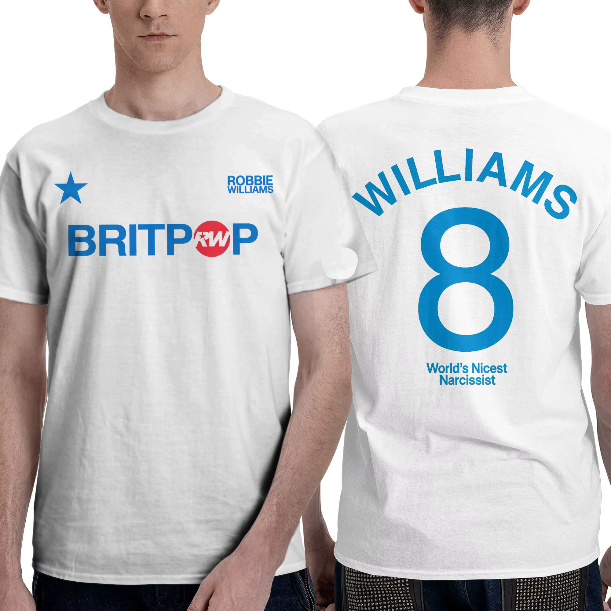 Drôle Robbie Williams Britpop Tour 2025 T-Shirts pour hommes col rond 100% coton t-shirt à manches courtes