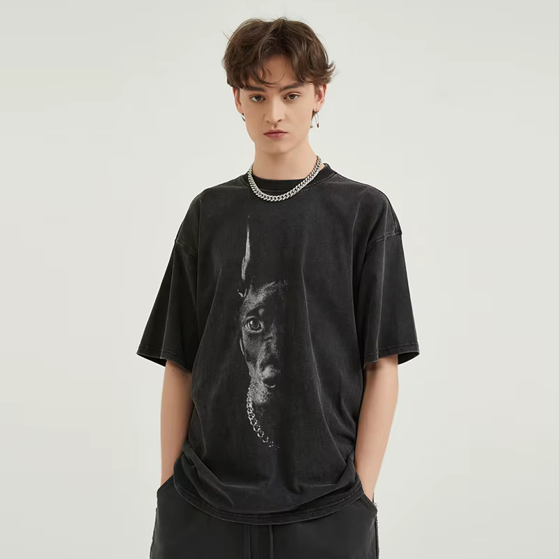 2025 hommes Hip Hop Streetwear surdimensionné T-Shirt Doberman chien graphique