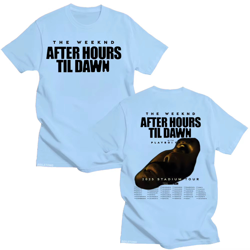 After Hours Til Dawn graphique t-shirt TheWeeknd 2025 Stadium Tour T-shirts hommes femmes mode Hip Hop Vintage coton