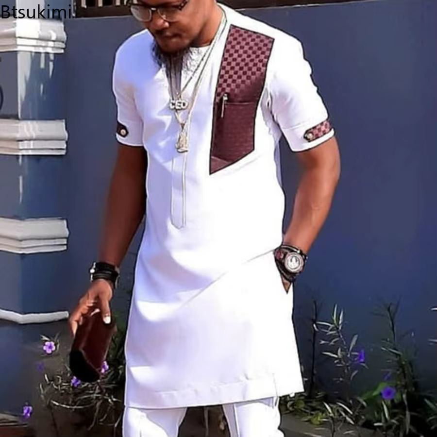 2026 hommes d'été T-Shirt africain mode cou imprimé à manches courtes