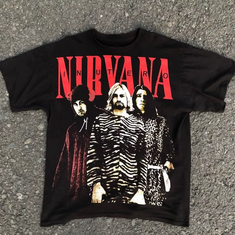 T-Shirt classique avec Logo du groupe de rock Nirvana