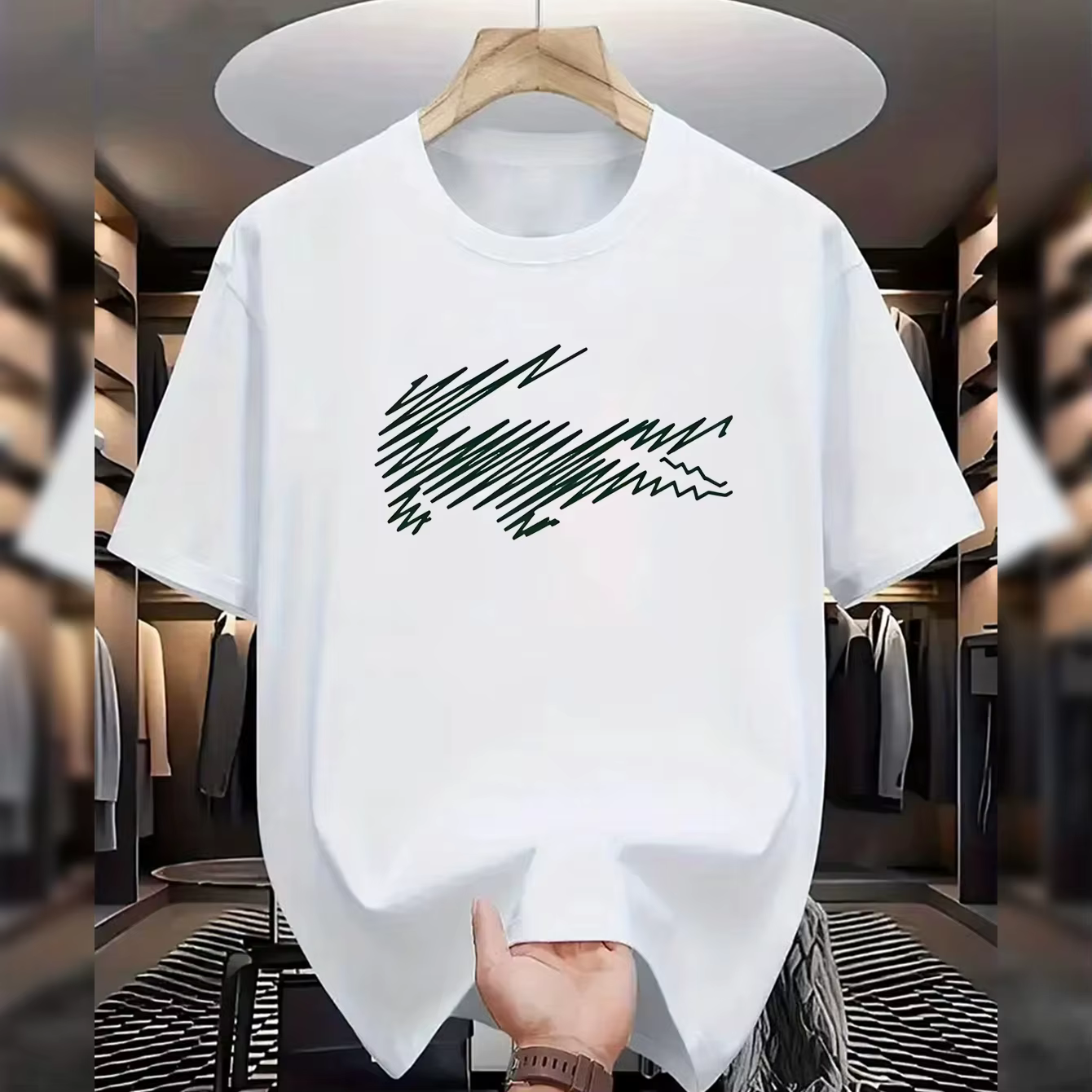 T-shirt classique en coton avec motif crocodile