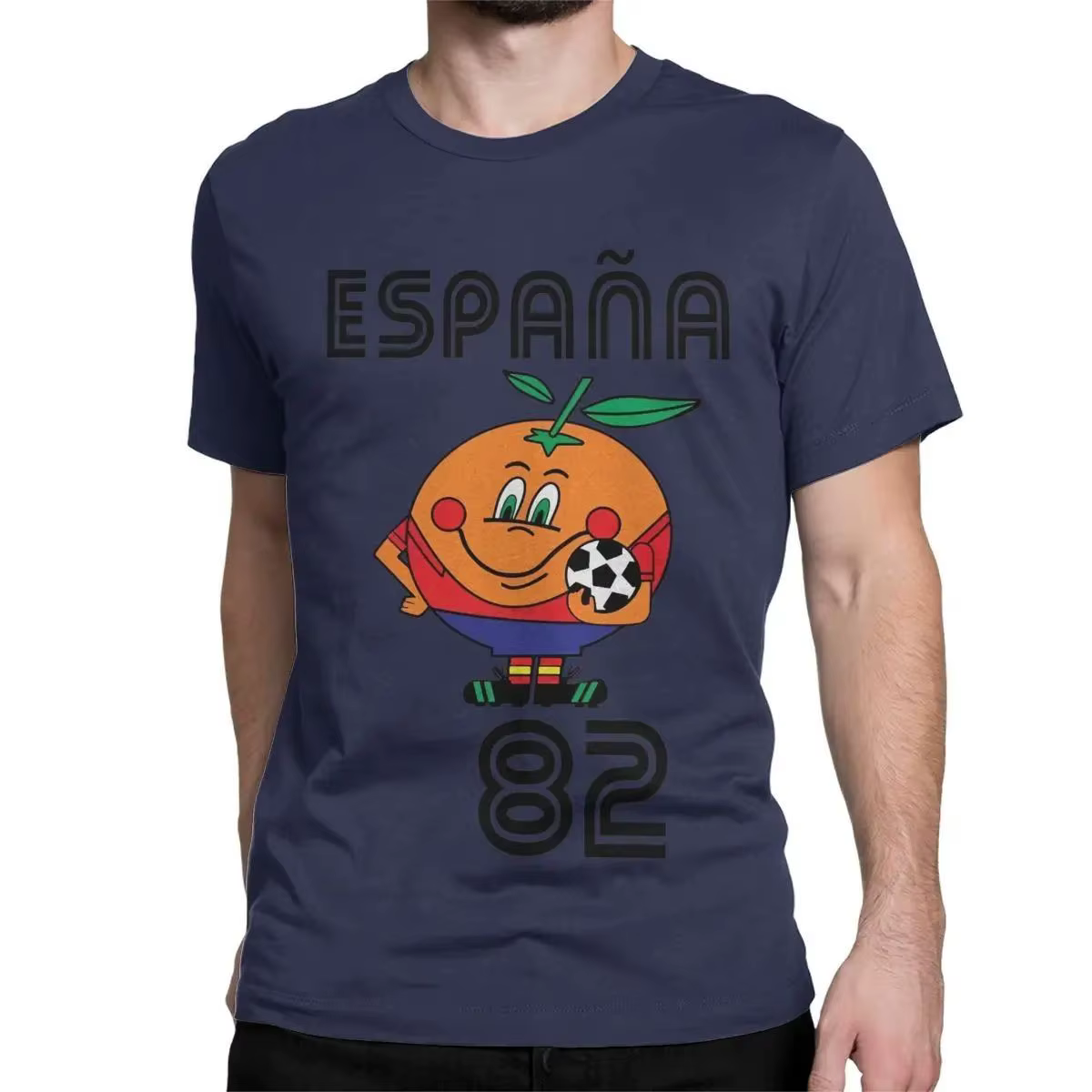 Nouvelle Collection 2026 – T-shirt Basique Quotidien Rétro à Imprimé Lettres et Dessins Animés Thème Football Européen Vintage