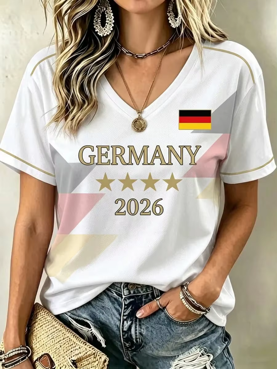 T-shirt de football allemand à col en V