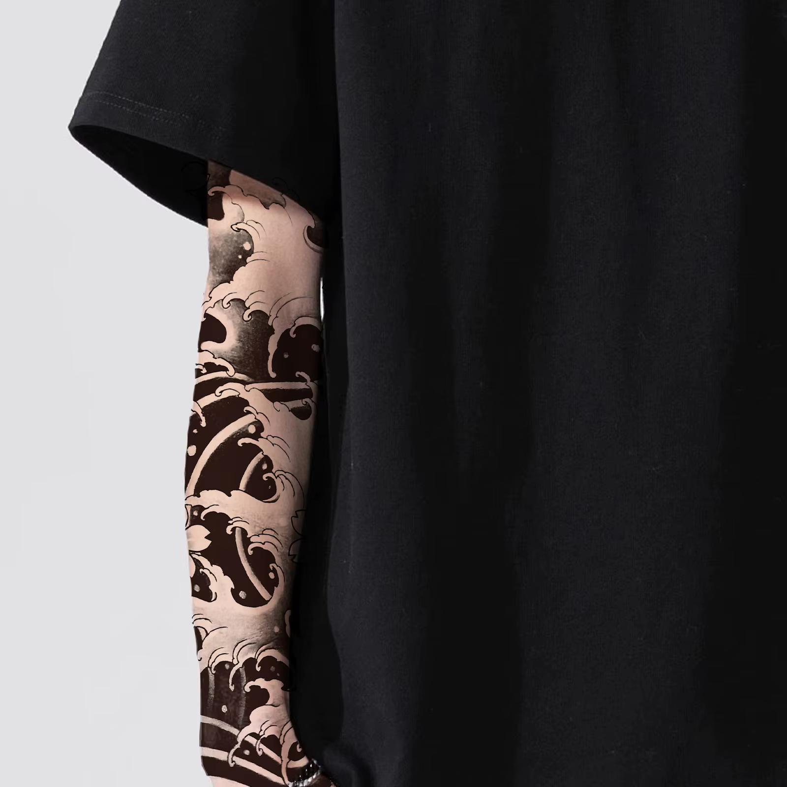 1 autocollant de tatouage temporaire à motif de vague de cerisier, tatouage de fleur pour le bras, imperméable et longue durée