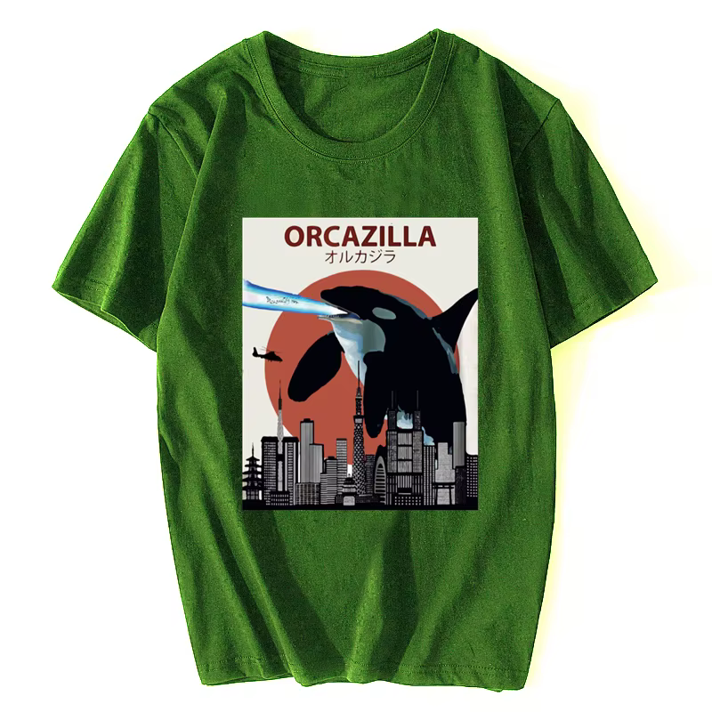 Offre spéciale mode coton T-shirt Orcazilla drôle tueur baleine
