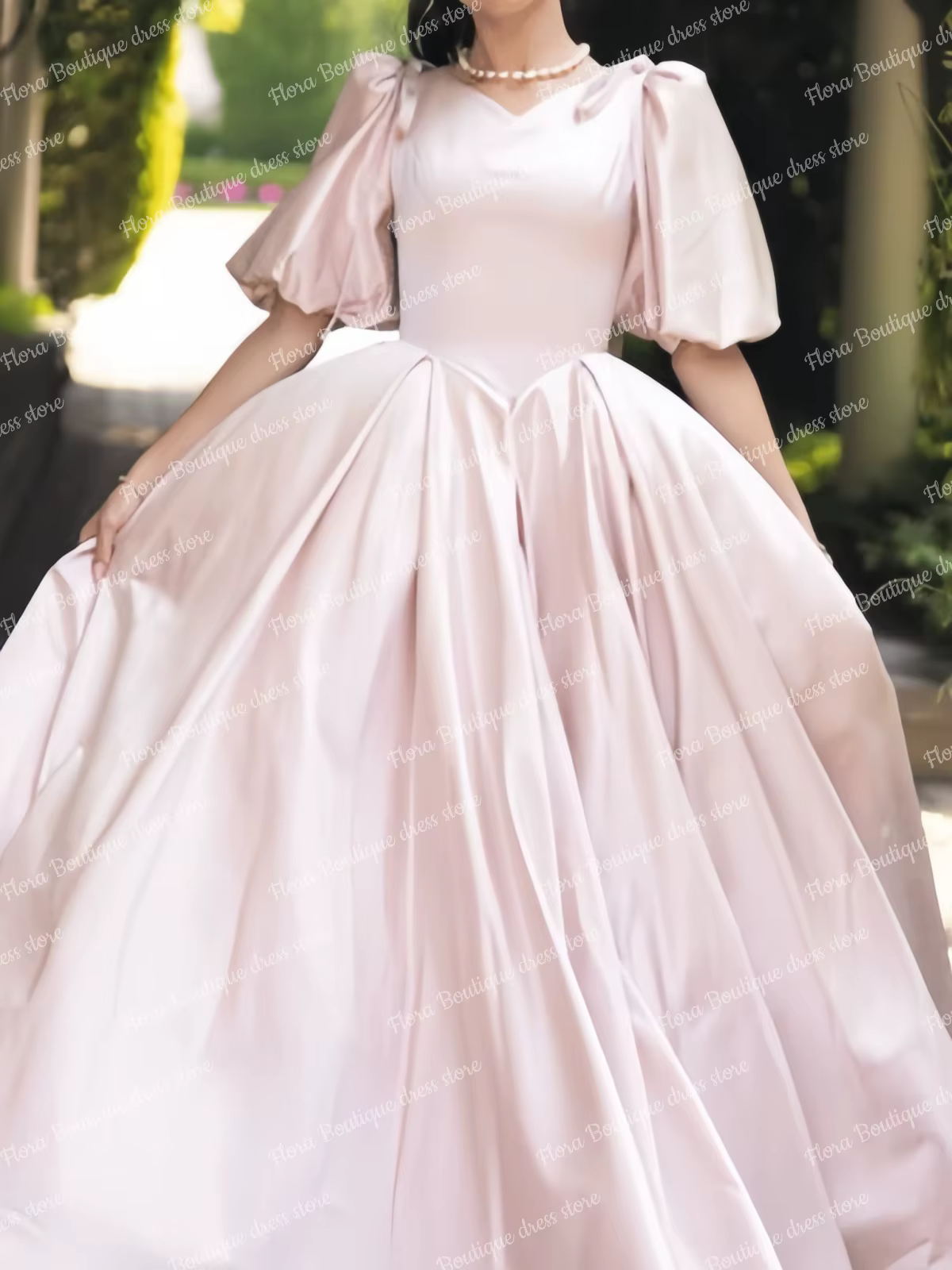 Robes de demoiselle d'honneur roses pour femmes, pour mariage, col haut, manches évêques, robe de bal, longueur au sol, robe de soirée de Communion en Satin personnalisée