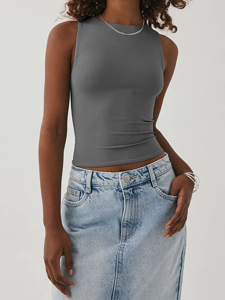 Chemise sans manches à fond serré avec haut dos nageur à col rond