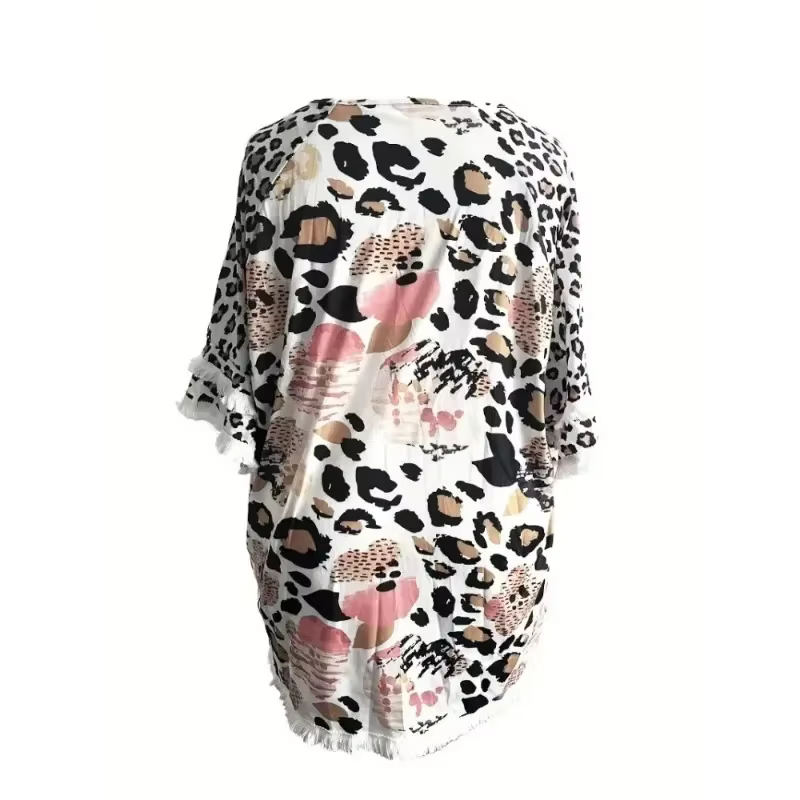 T-shirt à manches à volants en dentelle pour femmes