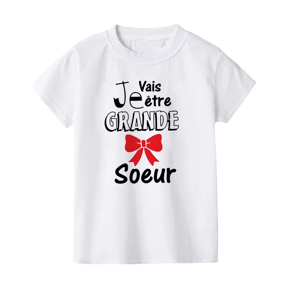 Futur grand frère/soeur du monde enfants T-shirt bébé annonce grossesse enfant