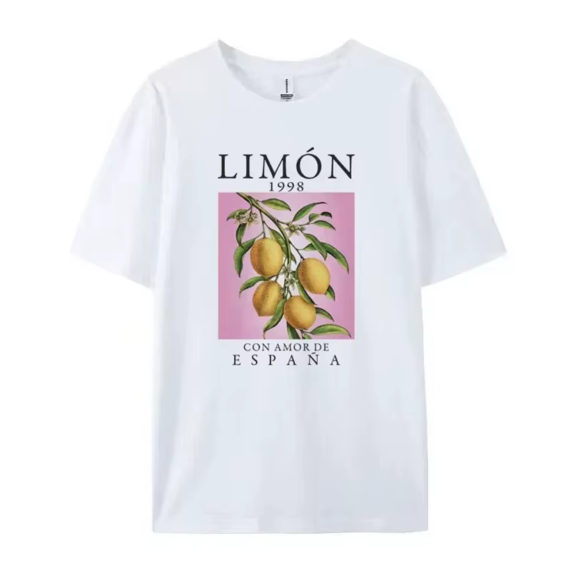 Citron Fruit imprimé T-Shirts coton femmes graphique hauts Vintage esthétique botanique Streetwear chemise Cottagecore vêtements surdimensionné