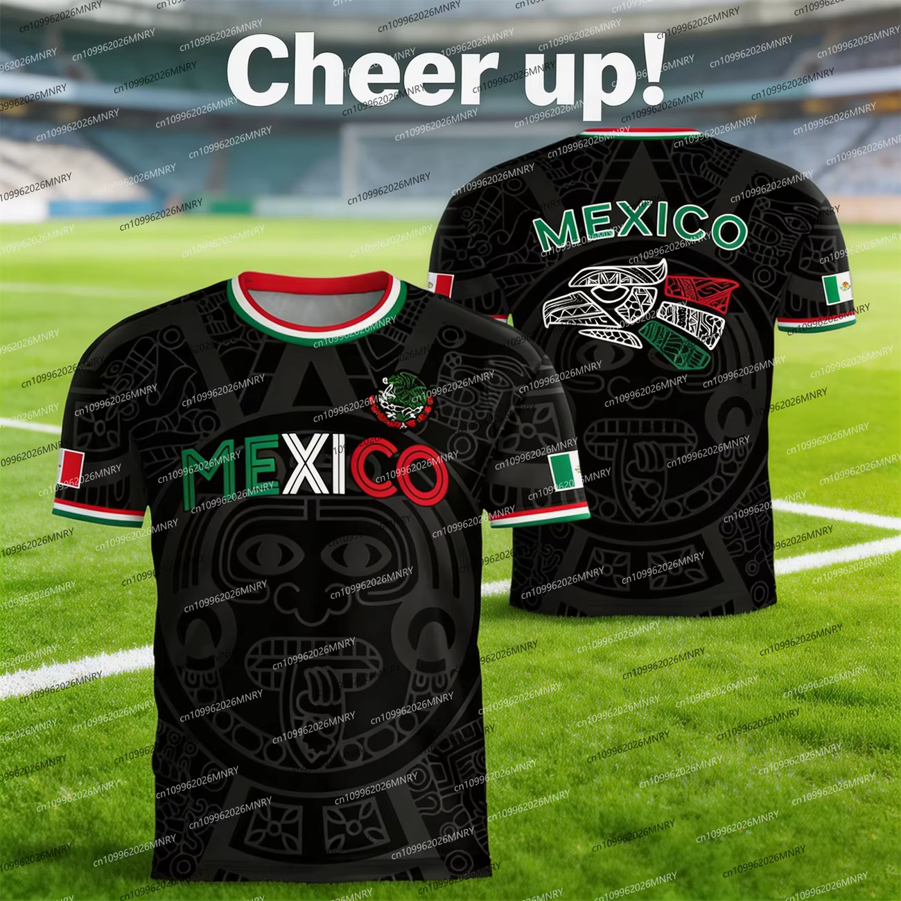 T-shirt imprimé drapeau national du Mexique pour hommes