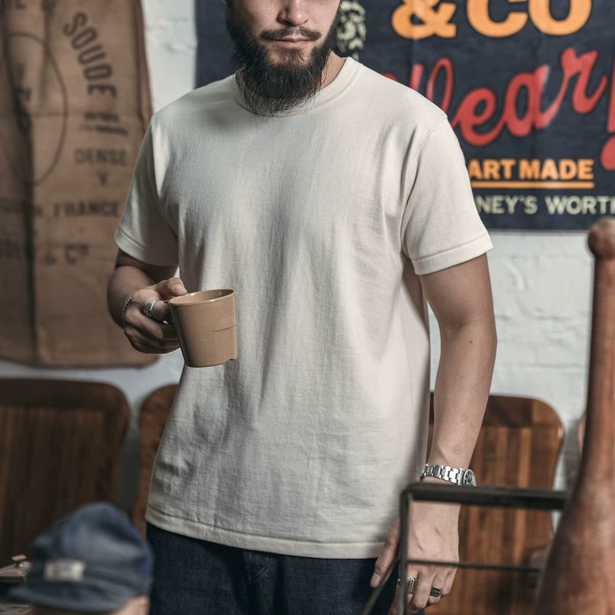 Bronson T-shirt tubulaire sans couture léger T-shirts de base unis pour hommes d'été