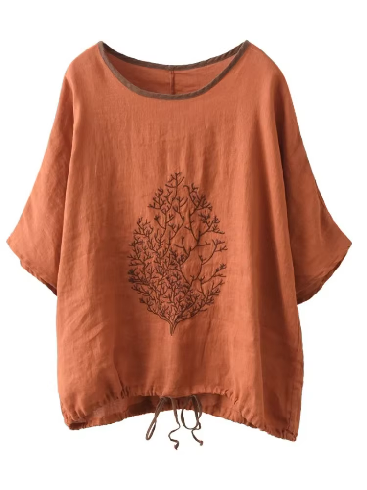 T-shirt en coton baggy uni pour femmes