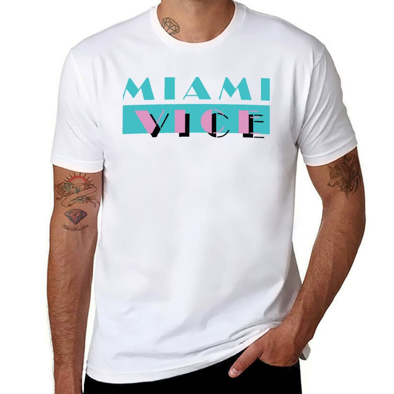 T-shirt Miami Vice à manches courtes avec imprimé classique