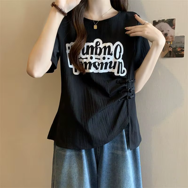 T-shirt imprimé à manches courtes pour femme grande taille