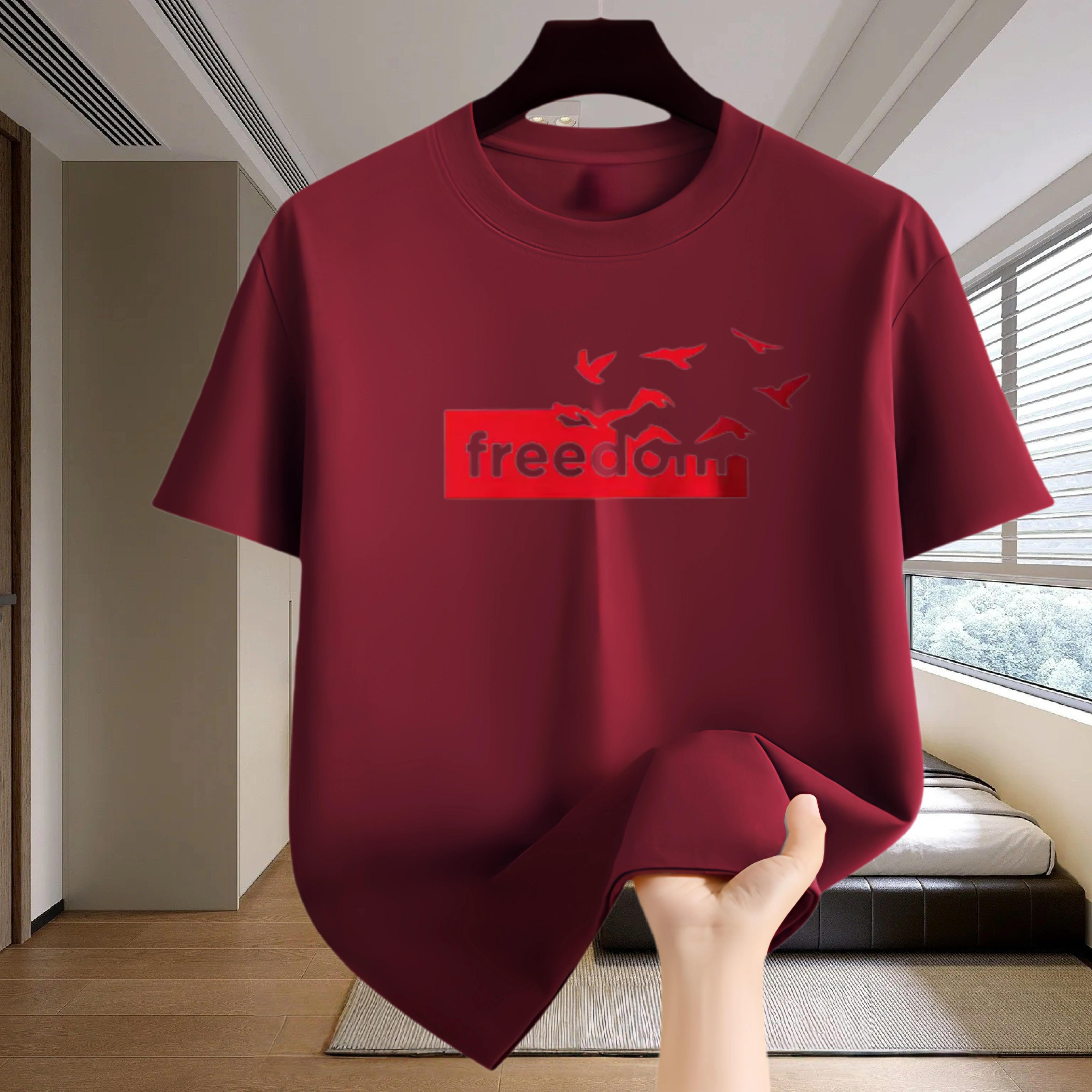T-shirt pour homme avec imprimé - haut de sport décontracté pour le jogging et le marathon en plein air.