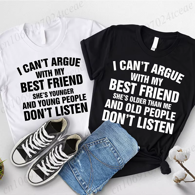 T-shirt « Meilleur Ami » Sarcastique pour Femme – Tenue d'Été Décontractée à Col Rond et Manches Courtes – Idée Cadeau