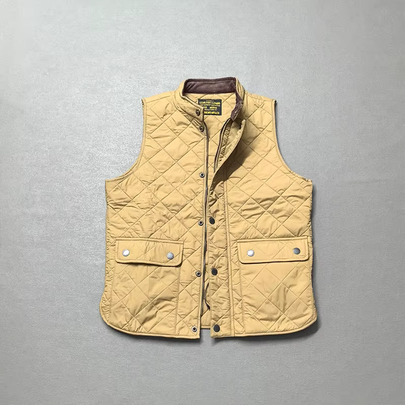 Automne et hiver nouveau américain rétro à manches longues Dom matelassé gilet hommes Style Polo 100% Polyester épais décontracté multi-poches manteau