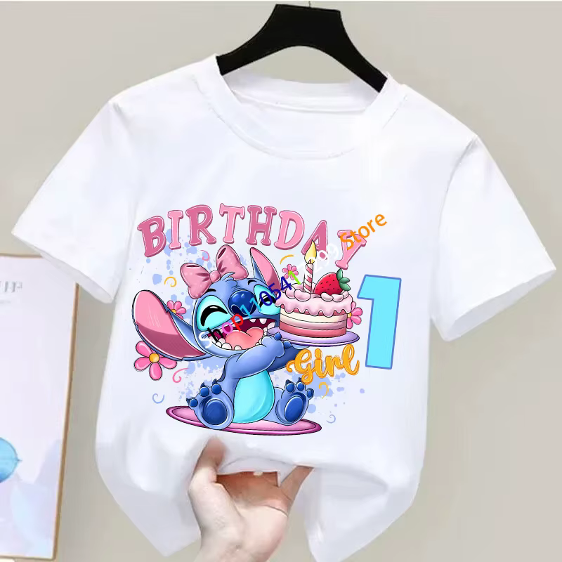 T-shirt d'anniversaire Lilo & Stitch pour enfants de 1 à 9 ans