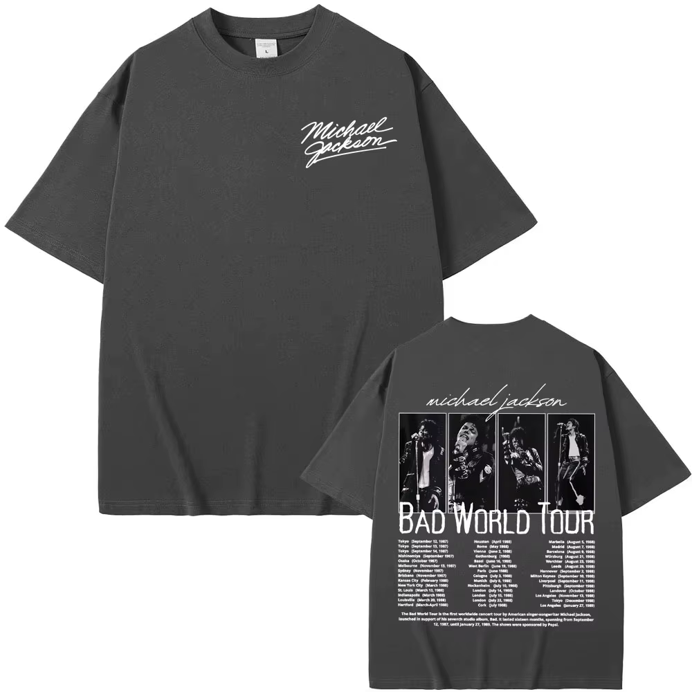 T-shirt King of Pop Michael Jackson Bad World Tour pour hommes et femmes