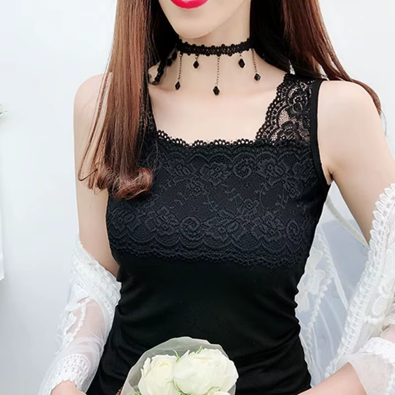 Nouveau débardeur halter en dentelle sexy pour femme