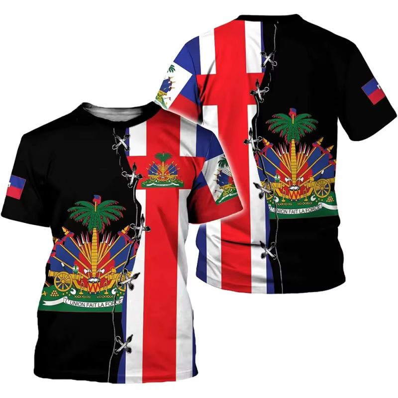 T-shirt pour homme avec motif de l'emblème national d'Haïti