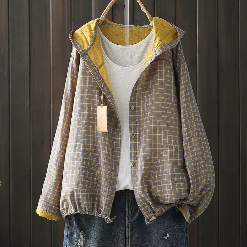 Nouveau Chemise imprimée à capuche haut ample décontracté