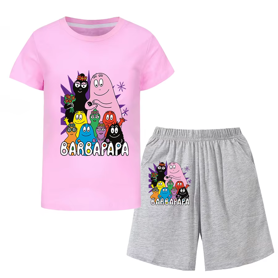 Barbapapa T-shirt pour un garçon ensemble deux pièces pour enfants de 6 à 12 ans vente d'été enfant en bas âge fille