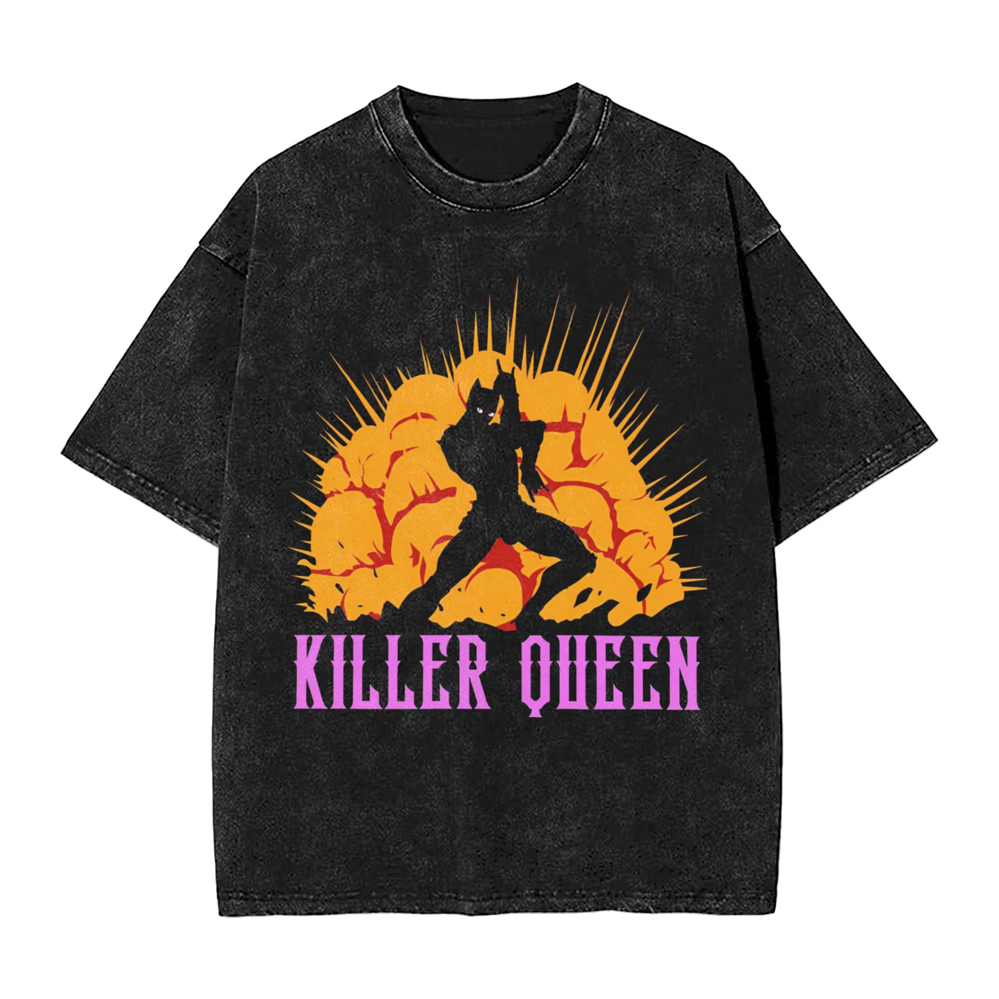 Anime Jojo's Bizarre Adventure Joseph Joestar Kira Killer T-shirt Men Manga Vintage Tshirts Harajuku Washed Cotton T Shirt