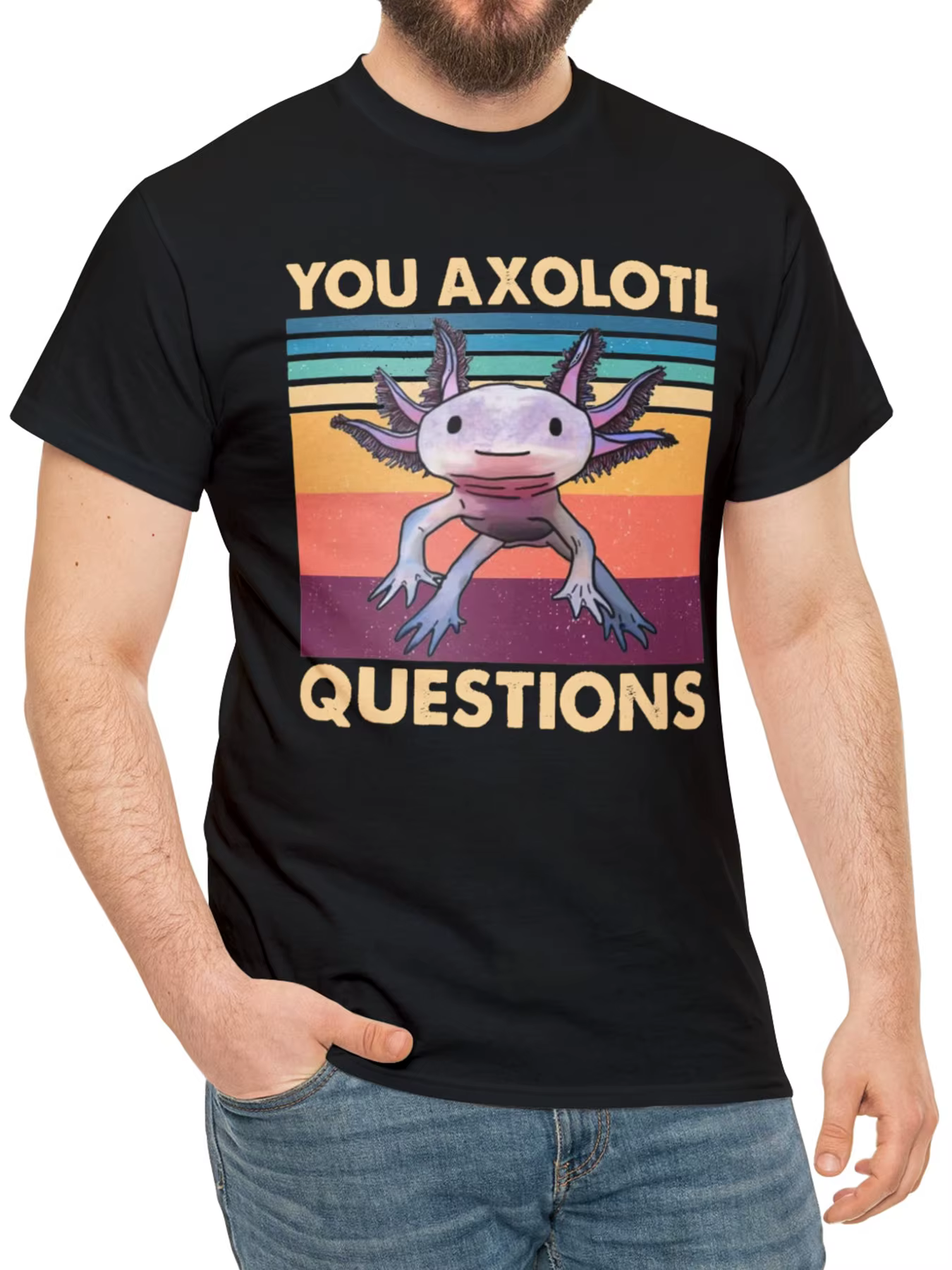T-shirt imprimé dessin animé Axolotl pour hommes