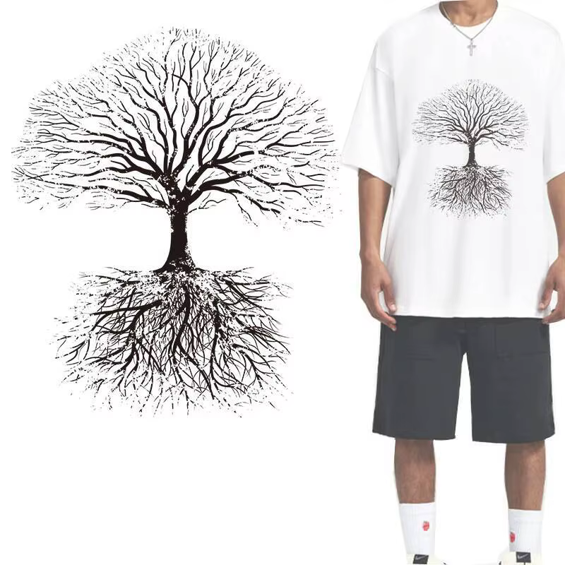 T-shirt à capuche imprimé arbre de vie pour hommes