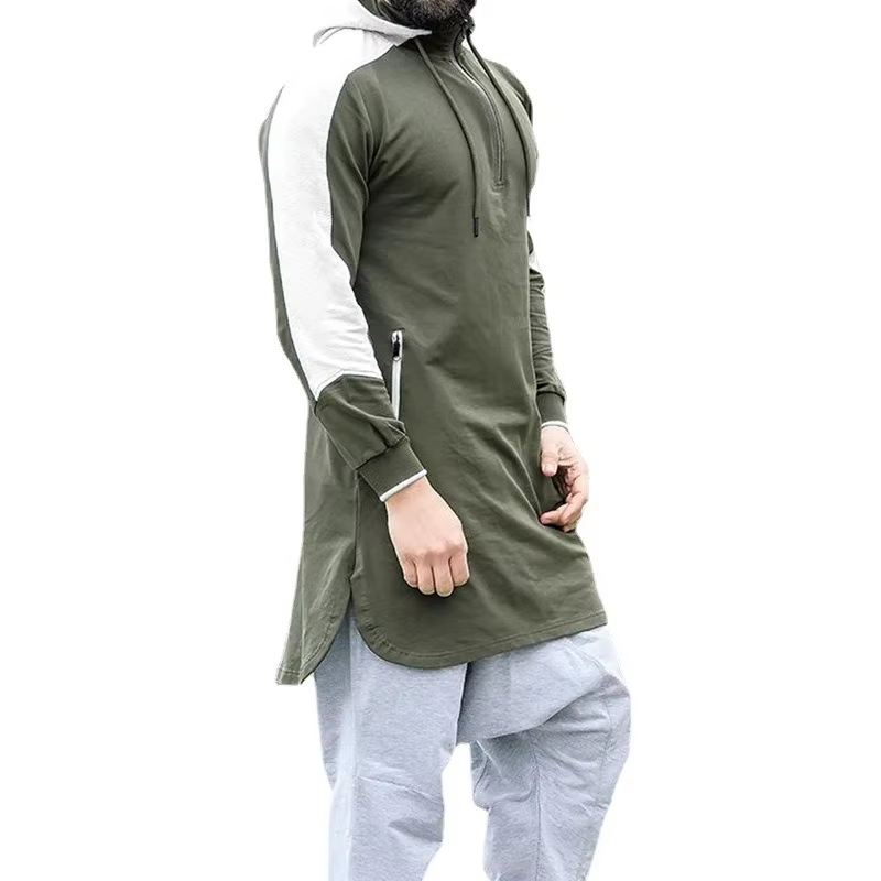 Hommes sweat T-shirt printemps automne couleur unie ample Zip pull