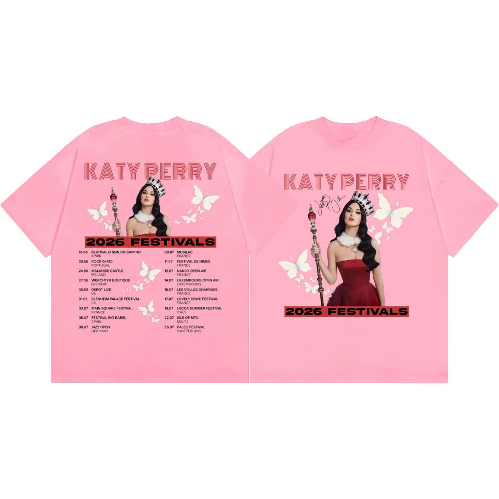 T-shirt Katy Perry 2026 Fastivals Tour Merch pour hommes et femmes