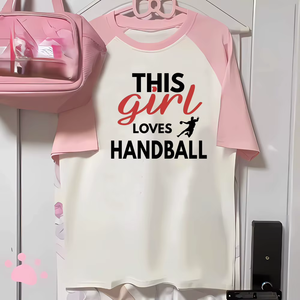 Handball t-shirt femmes élégant imprimé design bande dessinée