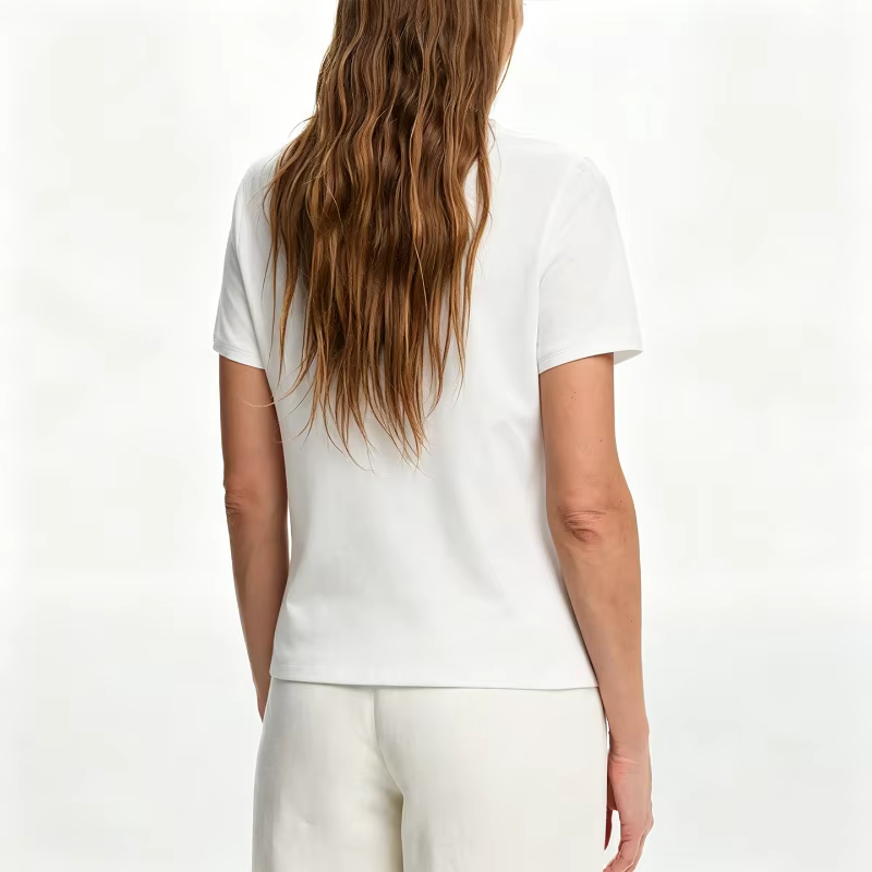 T-shirt col rond pour femme CH, broderie lettre, manches courtes, coton doux, coupe ajustée, tenue quotidienne, hauts décontractés et tendance