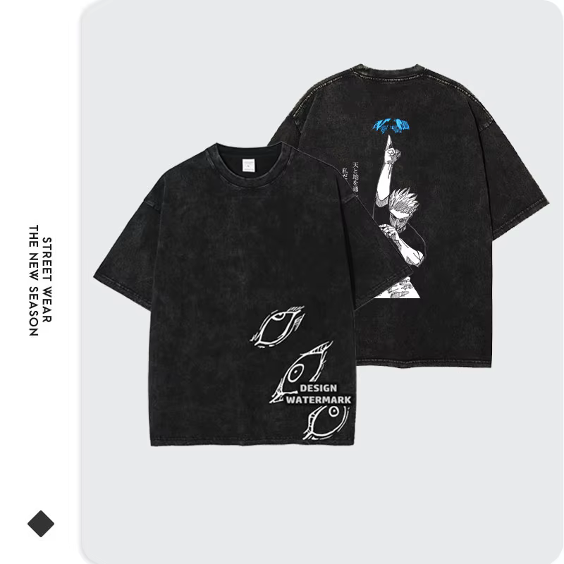 Anime j-jujutsu k-kaisen t-shirts surdimensionné Vintage lavé Gojo Satoru T-shirt Manga Fushiguro Toji hauts