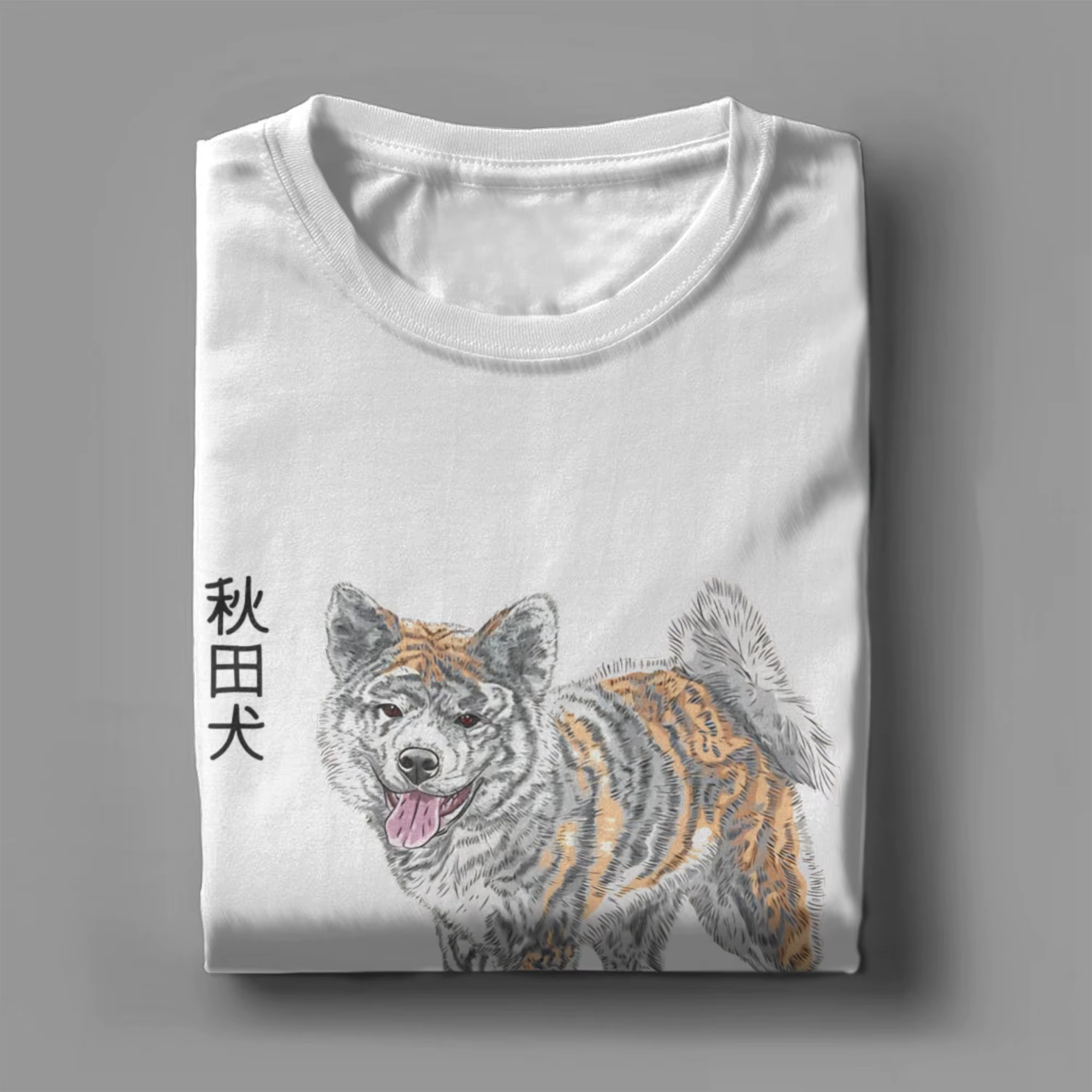 T-shirt d'été en pur coton pour homme, avec chien japonais Akita Inu, décontracté, à manches courtes, Y2K, amusant