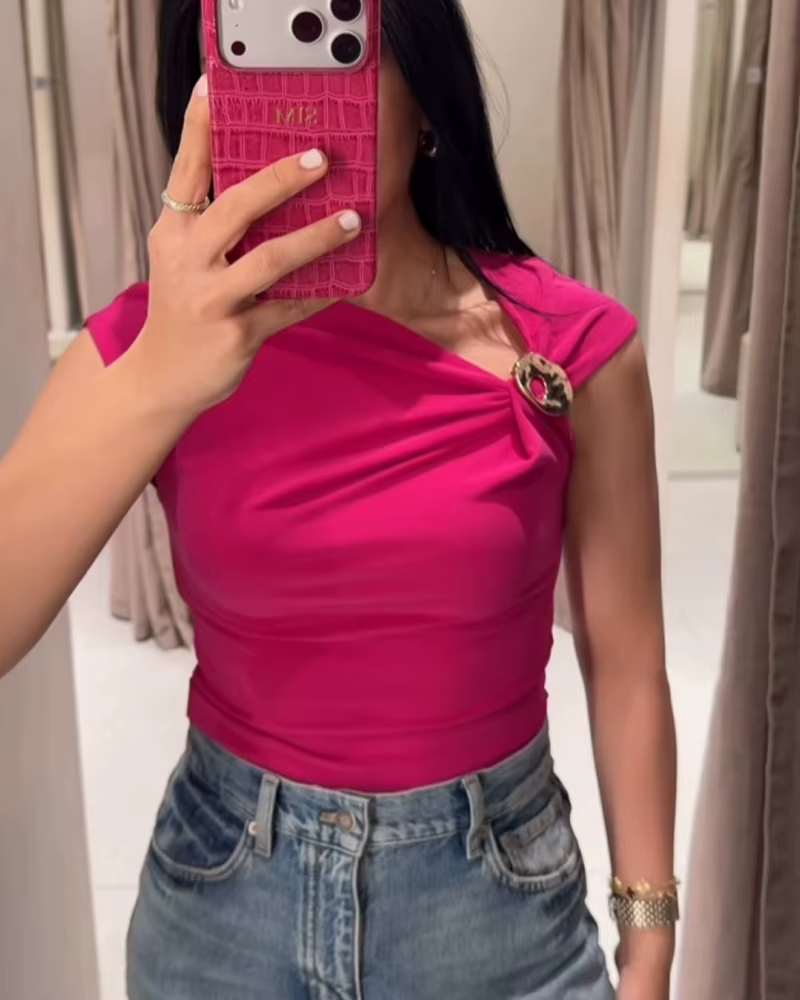 Haut plissé slim pour femme