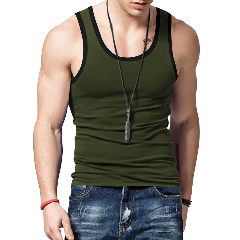 Débardeur Homme Color Block Coupe Slim Décontracté Sans Manches Gilet Sportif Été Sous-vêtement