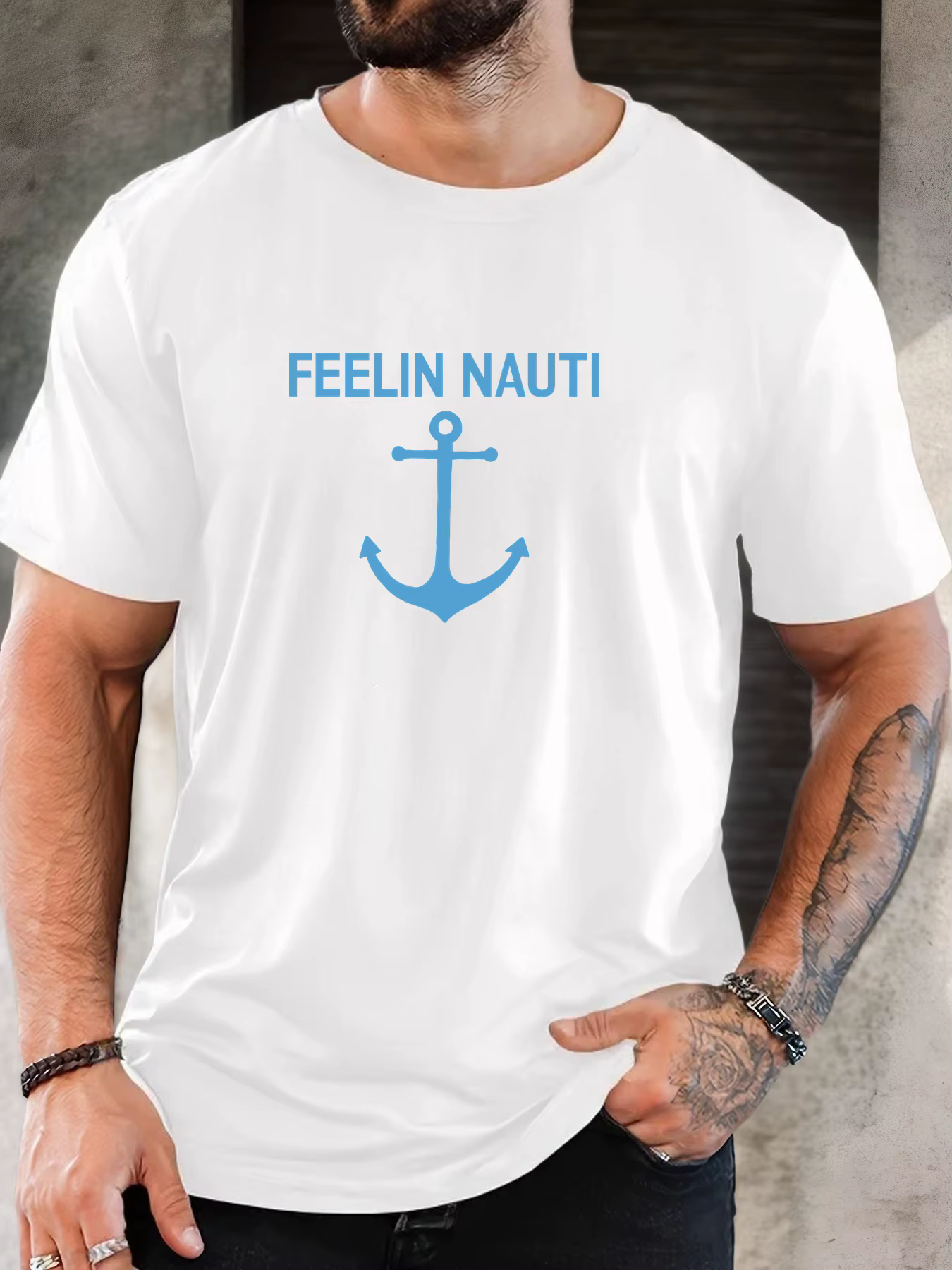 T-shirt court d'été décontracté à col rond pour hommes